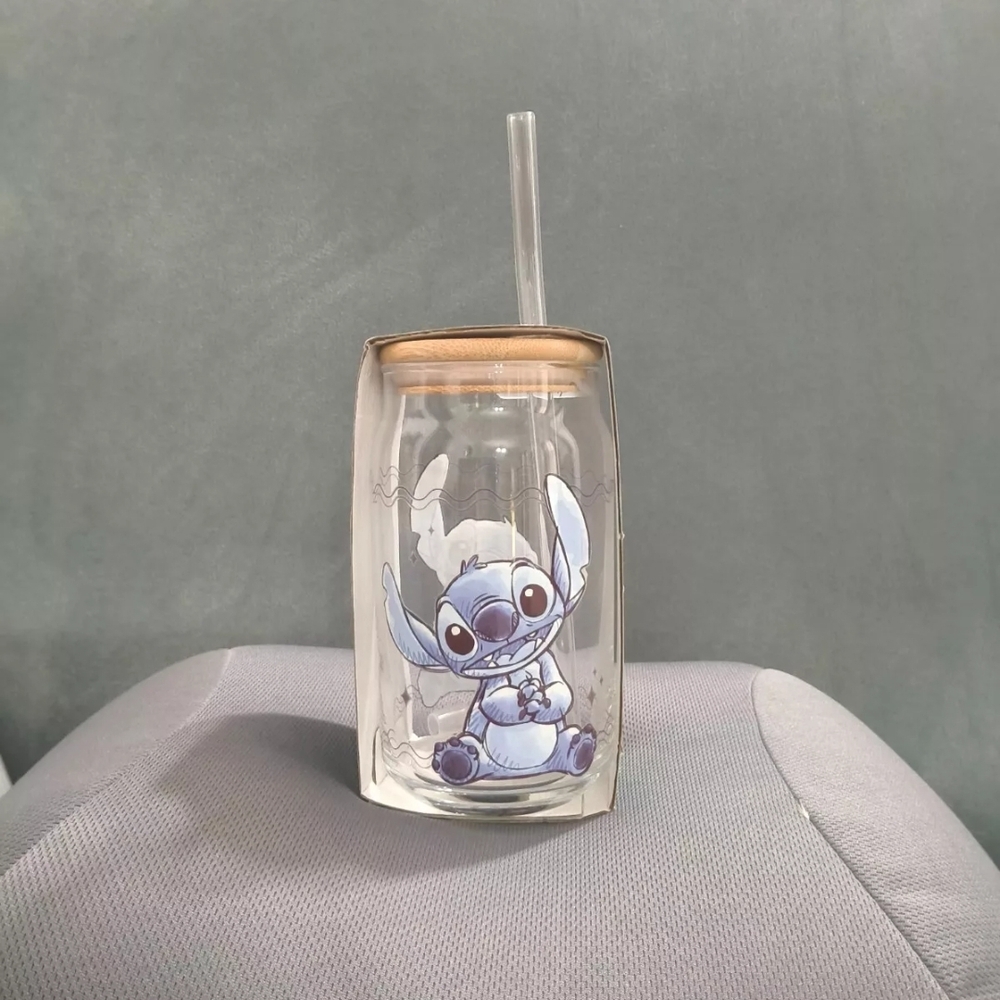 Stitch Glass Tumbler with Straw